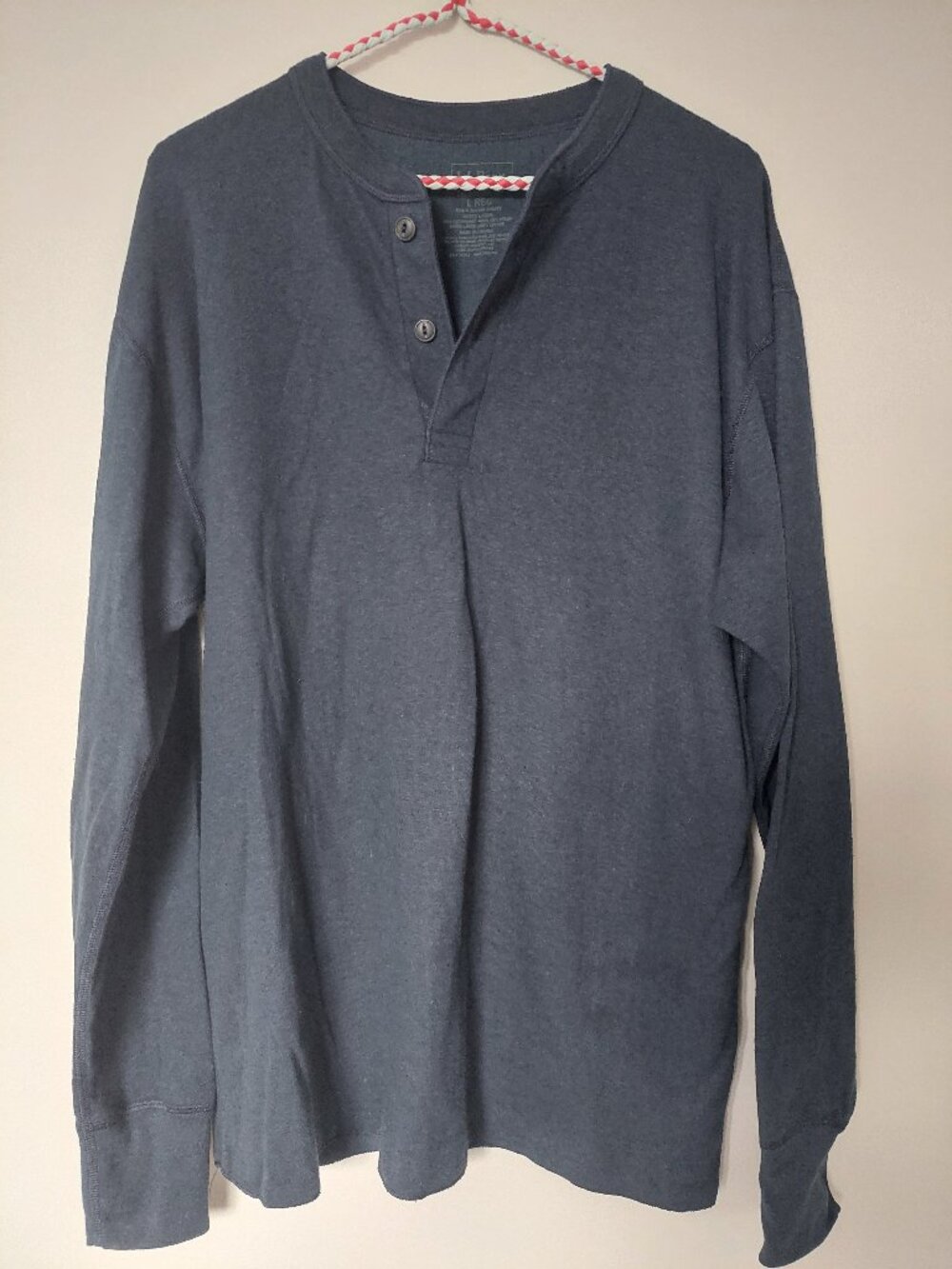L.L.Bean Men's Sz L Two-Layer River Driver's Shirt®, Traditional Fit Henley